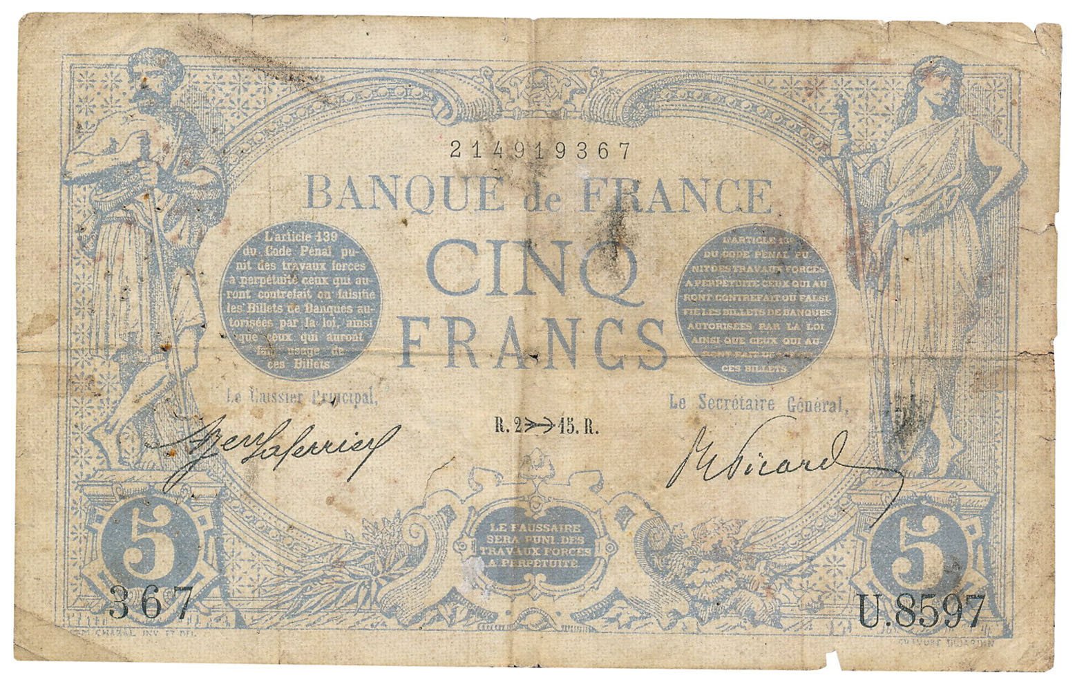 Francja. 5 franków 1909-1912